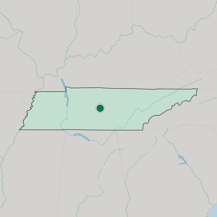 Map showing Murfreesboro — In Tennessee