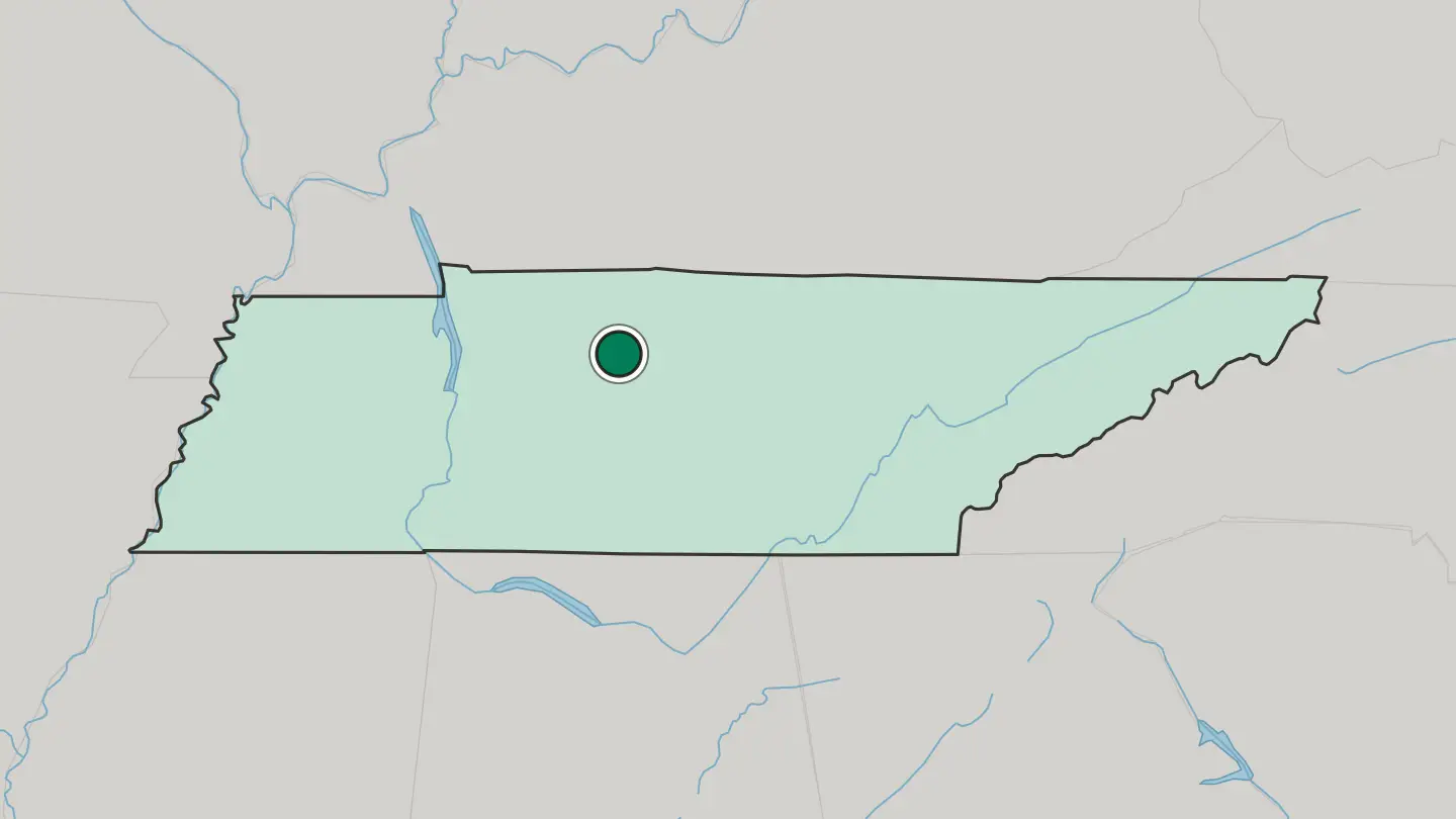 Map of Nashville in United States