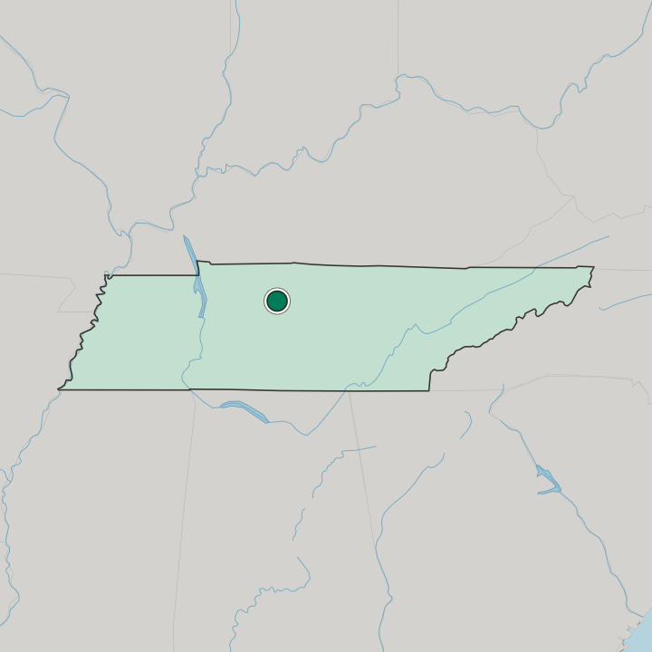 Map showing Nashville — In Tennessee