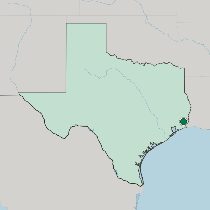Map showing Beaumont — In Texas