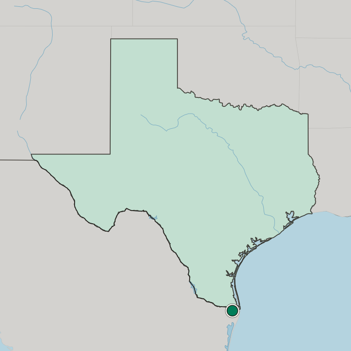 Map showing Brownsville — In Texas