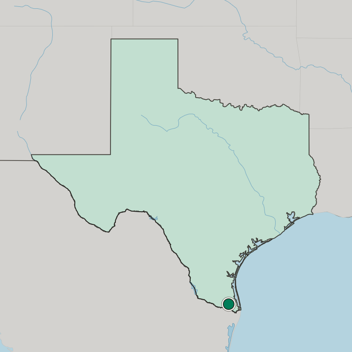 Map showing Harlingen — In Texas