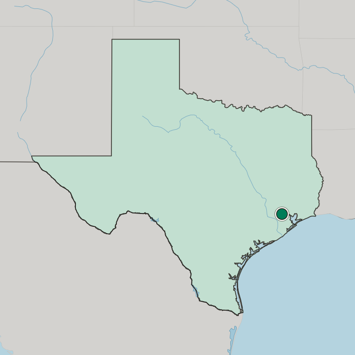 Map showing Houston — In Texas