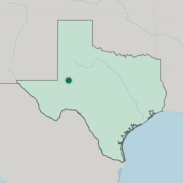 Map showing Midland — In Texas