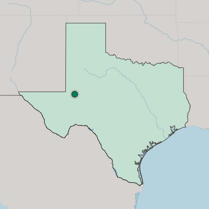 Map showing Odessa — In Texas