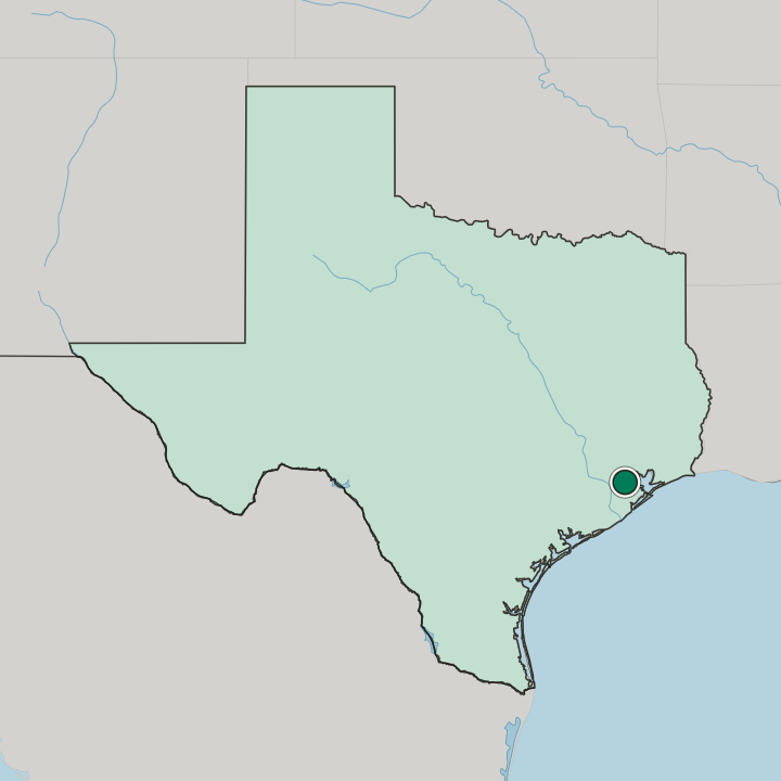 Map showing Pearland — In Texas