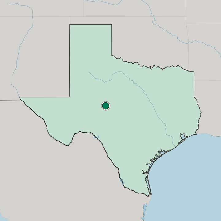 Map showing San Angelo — In Texas