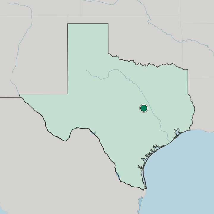 Map showing Temple — In Texas
