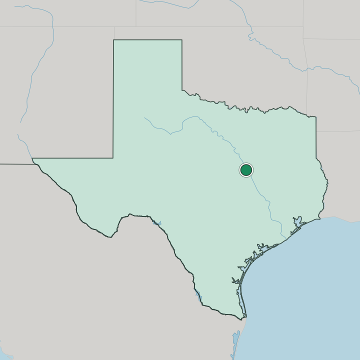 Map showing Waco — In Texas