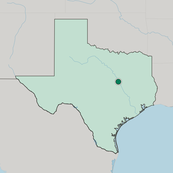 Map showing Waco — In Texas