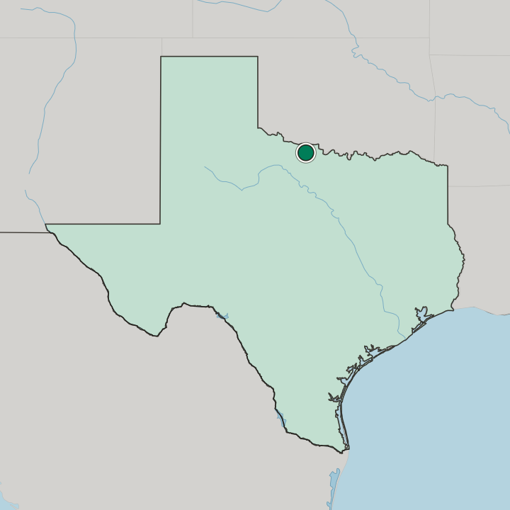 Map showing Wichita Falls — In Texas