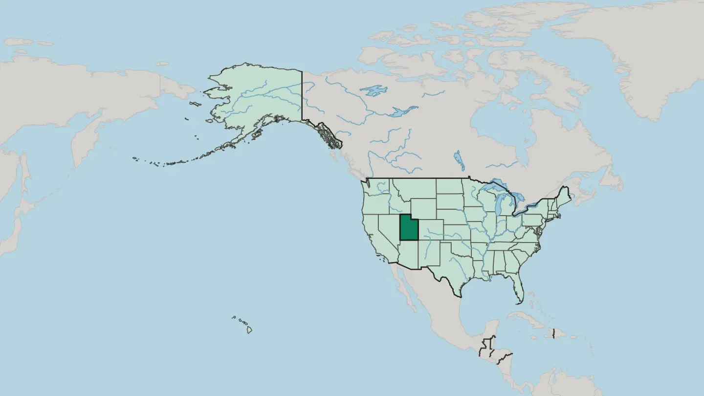 Map of Utah in United States