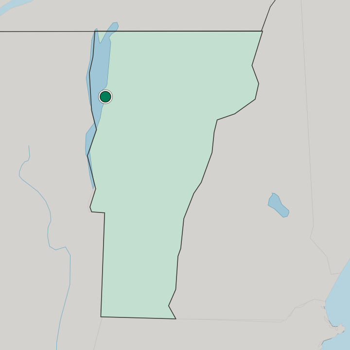 Map showing Burlington — In Vermont