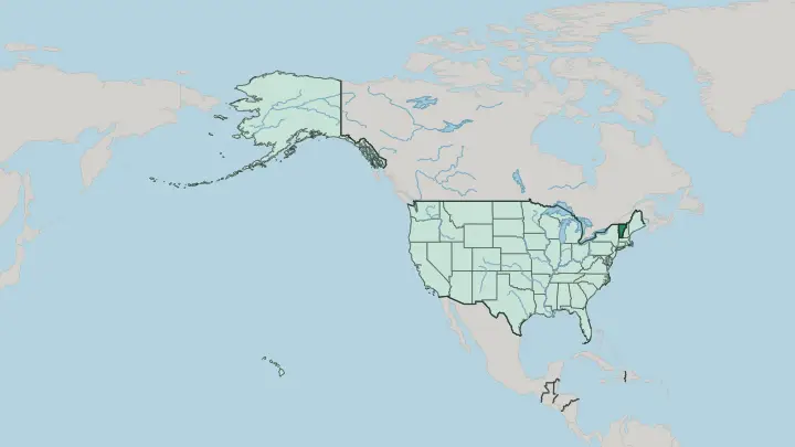 Map of Vermont in United States