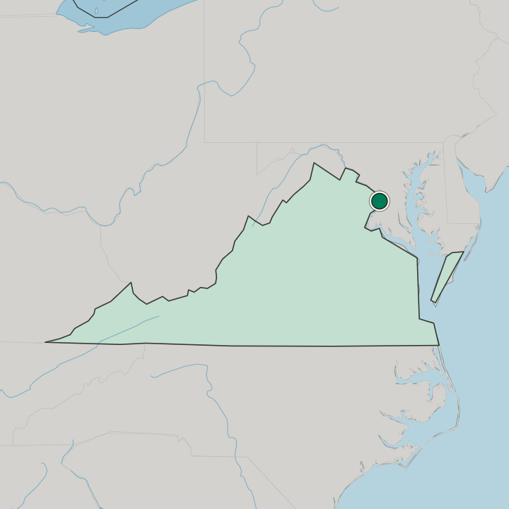 Map showing Alexandria — In Virginia