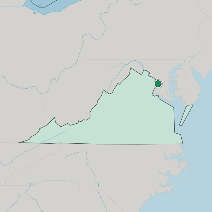 Map showing Alexandria — In Virginia