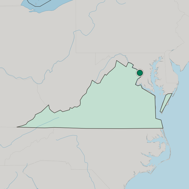 Map showing Arlington — In Virginia