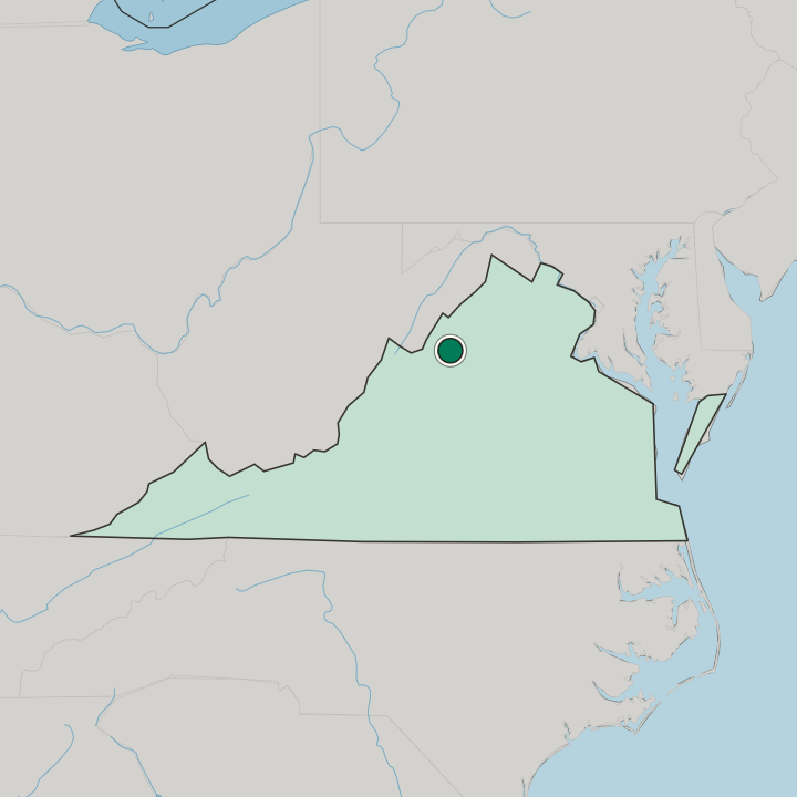 Map showing Harrisonburg — In Virginia