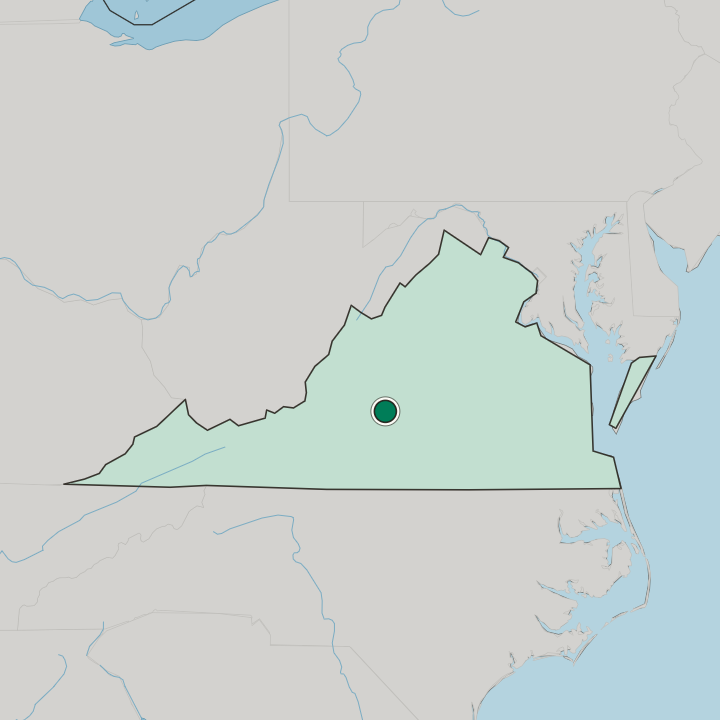 Map showing Lynchburg — In Virginia