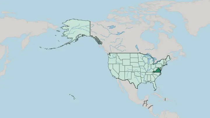 Map of Virginia in United States