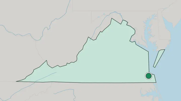 Map of Norfolk in United States