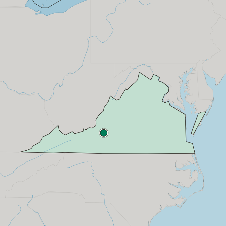 Map showing Roanoke — In Virginia