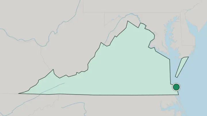 Map of Virginia Beach in United States