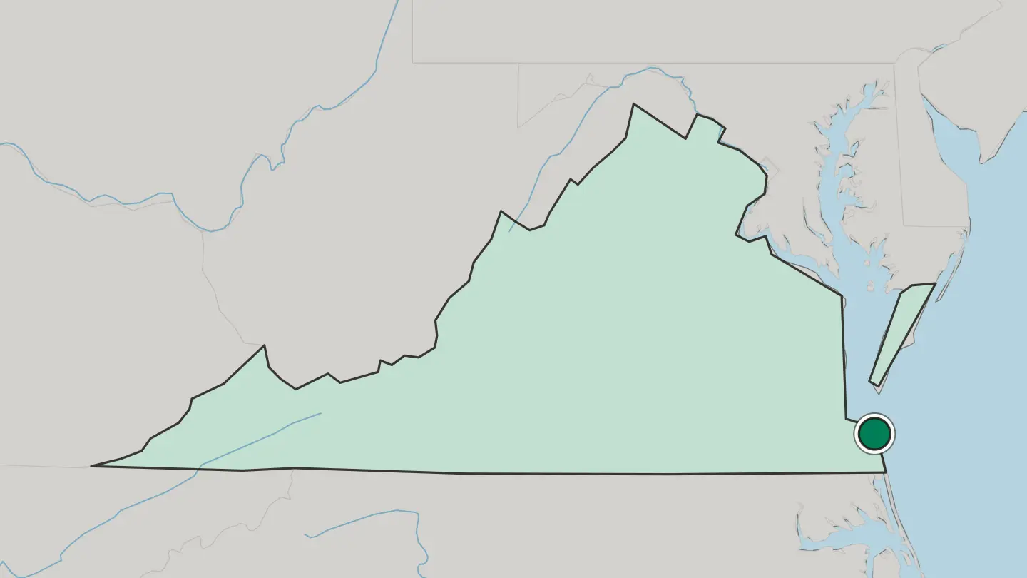 Map of Virginia Beach in United States