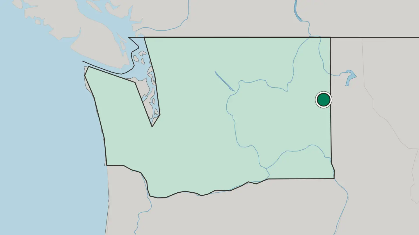 Map of Spokane Valley in United States