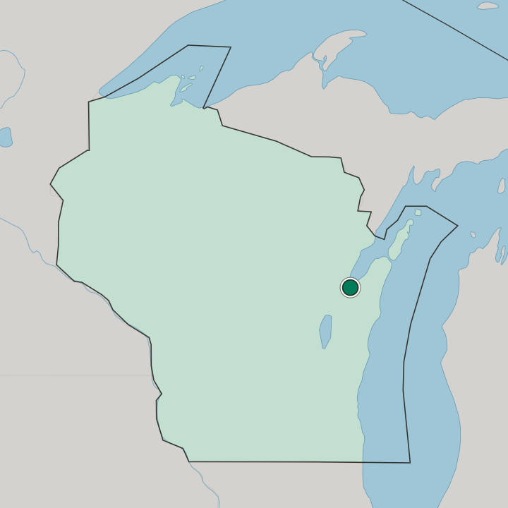 Map showing Green Bay — In Wisconsin