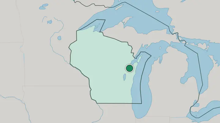 Map of Green Bay in United States