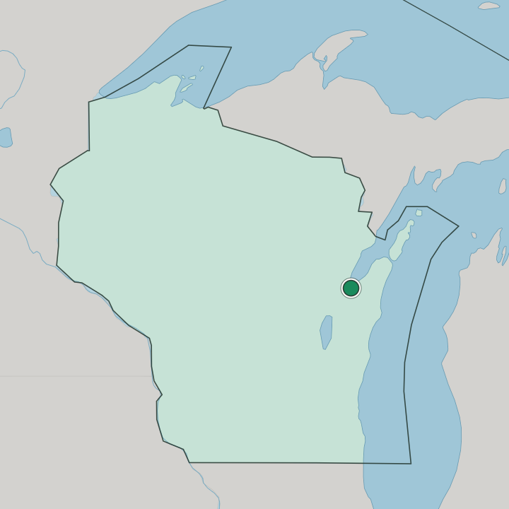 Map showing Green Bay — In Wisconsin