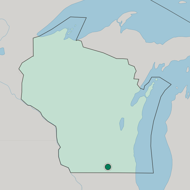 Map showing Janesville — In Wisconsin