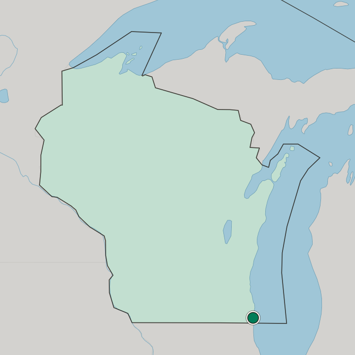 Map showing Kenosha — In Wisconsin