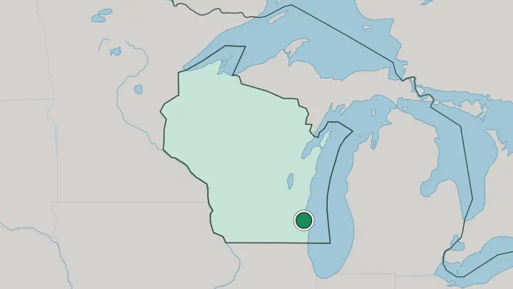 Map of Milwaukee in United States