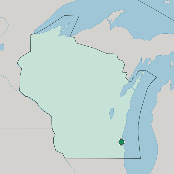Map showing Milwaukee — In Wisconsin