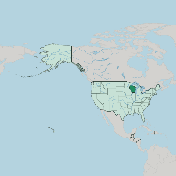 Map showing Wisconsin — In United States