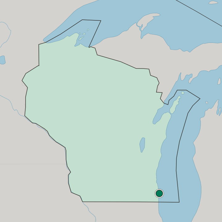 Map showing Racine — In Wisconsin