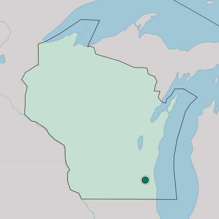 Map showing Waukesha — In Wisconsin
