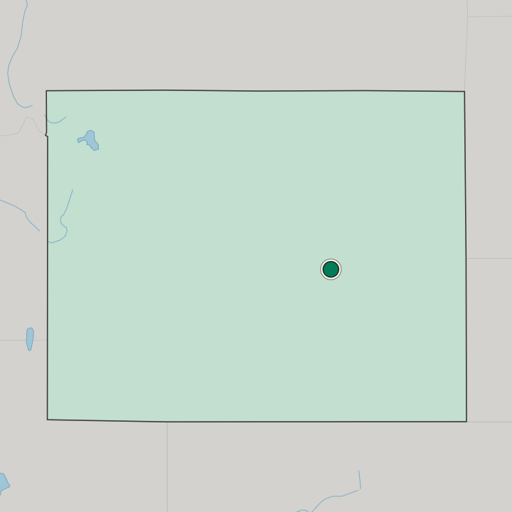 Map showing Casper — In Wyoming
