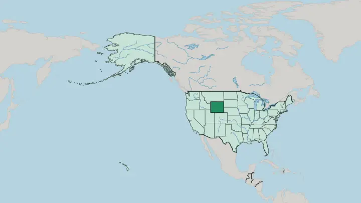 Map of Wyoming in United States