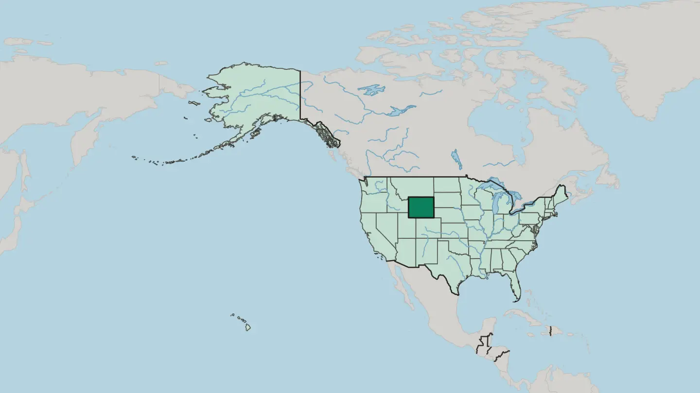 Map of Wyoming in United States