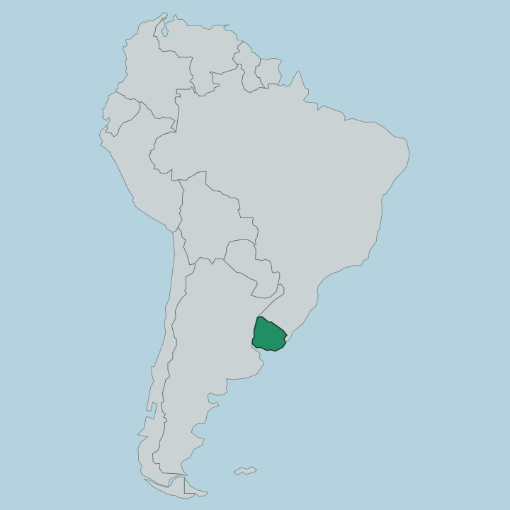 Map showing Uruguay — In South America