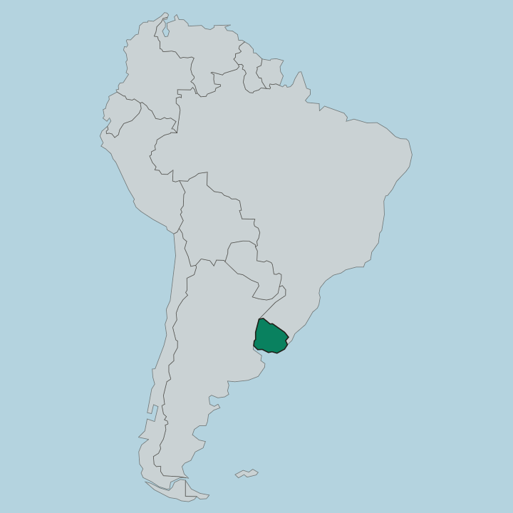 Map showing Uruguay — In South America