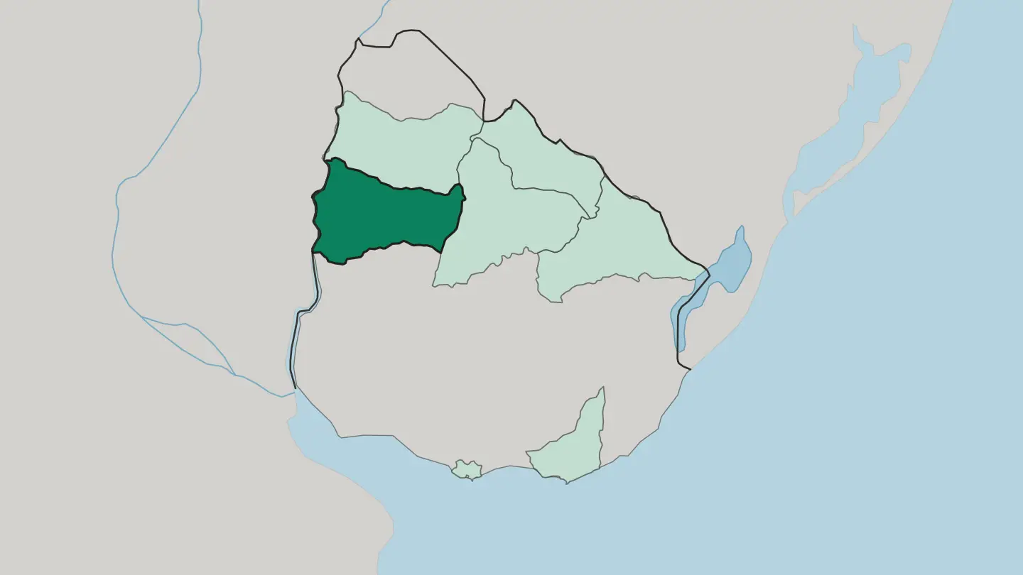 Map of Departamento de Paysandú in Uruguay