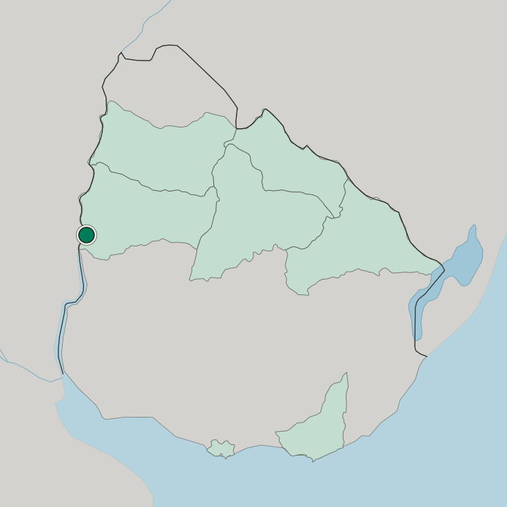 Map showing Paysandú — In Uruguay