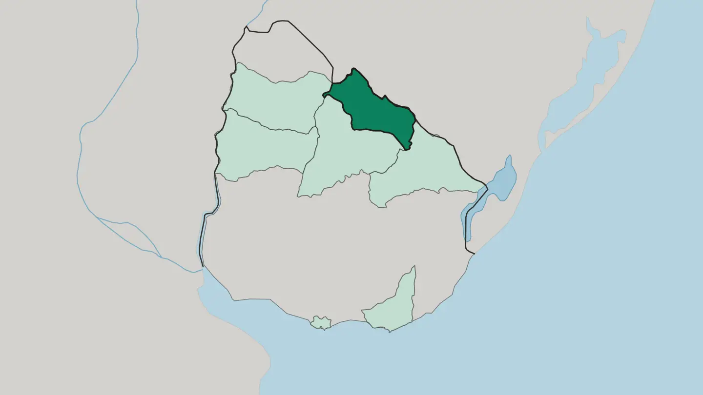 Map of Departamento de Rivera in Uruguay