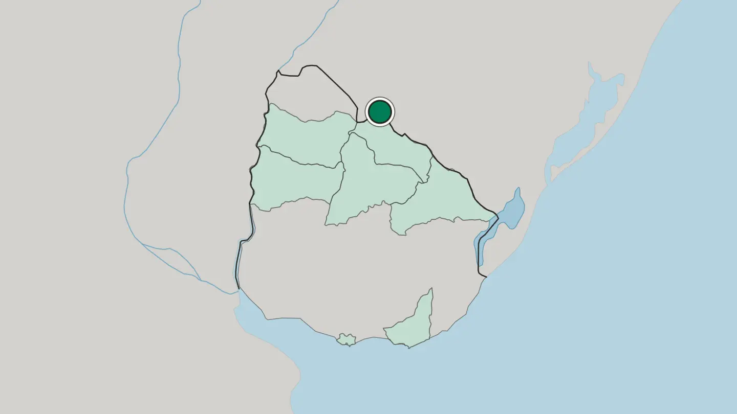 Map of Rivera in Uruguay