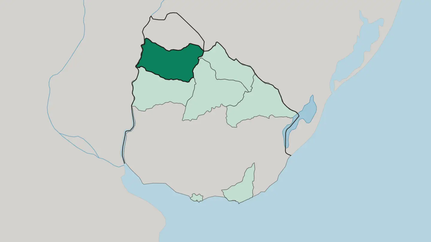 Map of Departamento de Salto in Uruguay