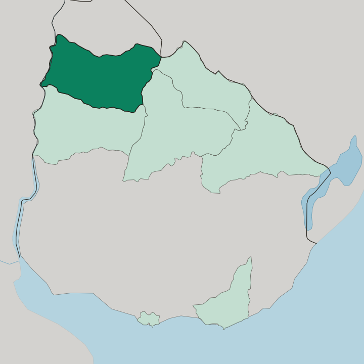 Map showing Departamento de Salto — In Uruguay